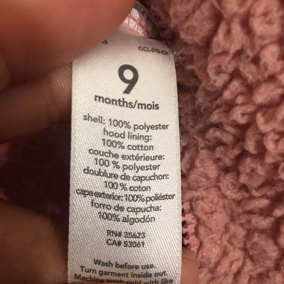 Carter's Pink Hooded Sherpa Pram Size 9 Months - Picture 10 of 10